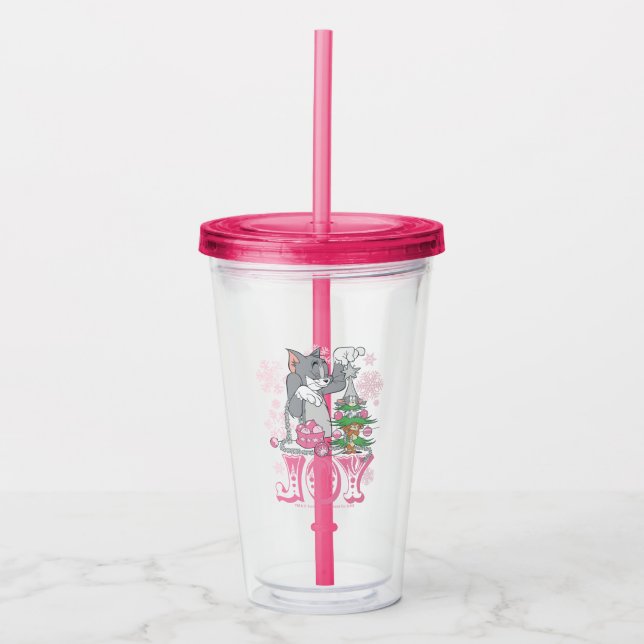 Tom, Jerry, and Nibbles Decorating Joy Acrylic Tumbler (Front)