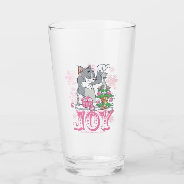 Tom, Jerry, and Nibbles Decorating Joy Glass (Front)