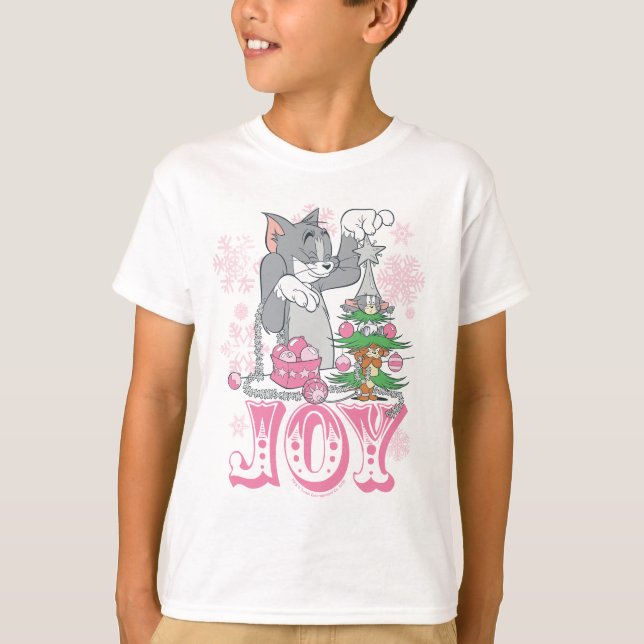 Tom, Jerry, and Nibbles Decorating Joy T-Shirt (Front)
