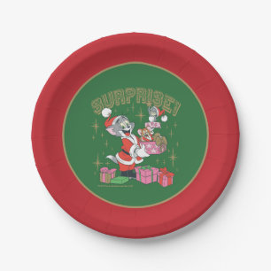 Tom, Jerry, and Nibbles Holiday Surprise Paper Plate