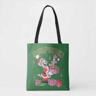 Tom, Jerry, and Nibbles Holiday Surprise Tote Bag