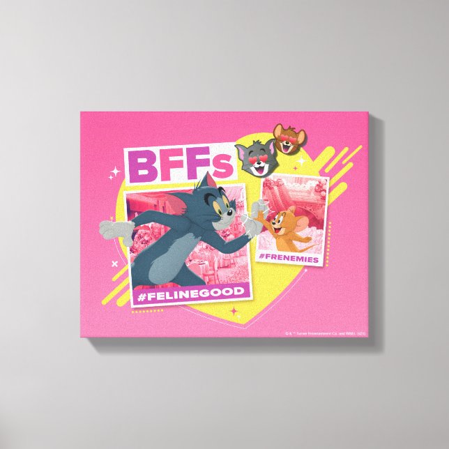 Tom & Jerry BFFs Photo Emoji Collage Canvas Print (Front)
