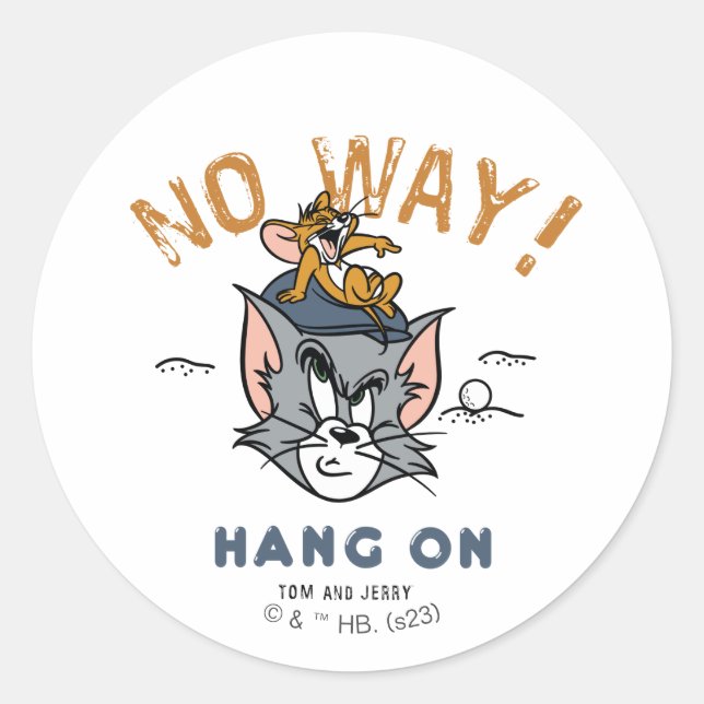 Tom & Jerry Golfing "No Way" Classic Round Sticker (Front)