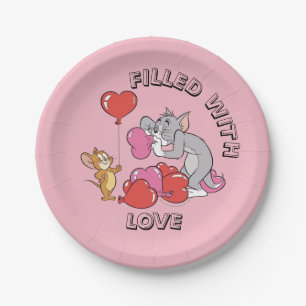 Tom & Jerry Inflate Valentine Heart Balloons Paper Plate