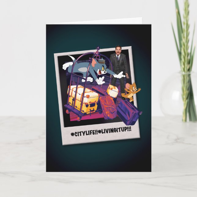 Tom & Jerry Luggage Crash Photograph Card (Front)
