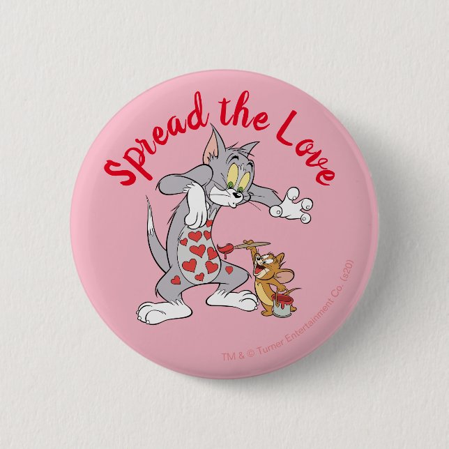 Tom & Jerry Painting Valentine Hearts 6 Cm Round Badge (Front)