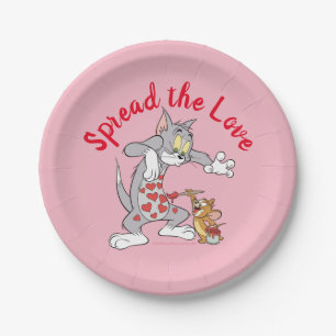 Tom & Jerry Painting Valentine Hearts Paper Plate
