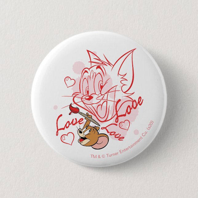 Tom & Jerry Valentine Painting 6 Cm Round Badge (Front)