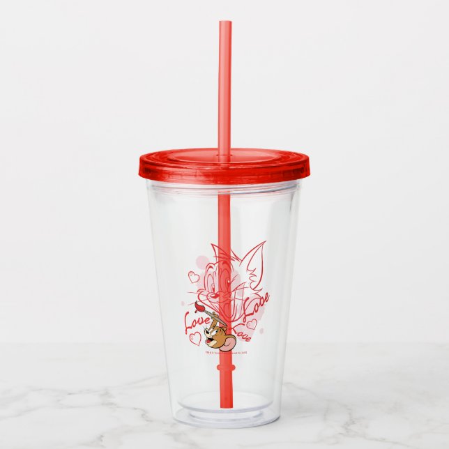 Tom & Jerry Valentine Painting Acrylic Tumbler (Front)