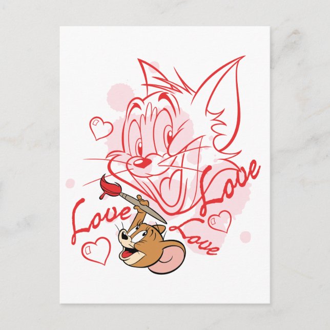 Tom & Jerry Valentine Painting Holiday Postcard (Front)