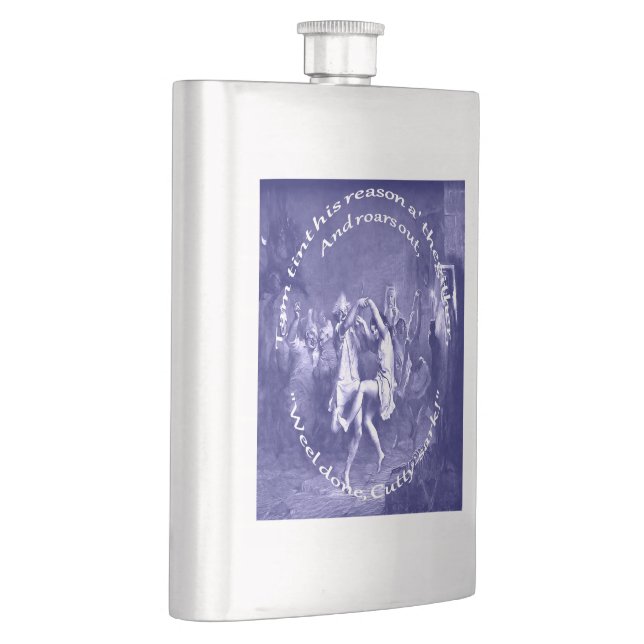 Tom Lost His Reason All Together Burns Night Blue Hip Flask (Right)