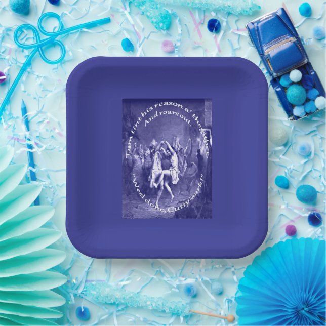 Tom Lost His Reason All Together Burns Night Blue Paper Plate (Party)