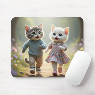 Tom & Luna Mouse Pad, Cute Cat Desk Mat Pad