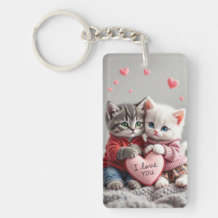 Tom & Luna Valentine Keychain   Cute Couple Cat Ke