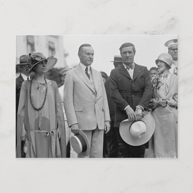 Tom Mix with President Coolidge Postcard (Front)