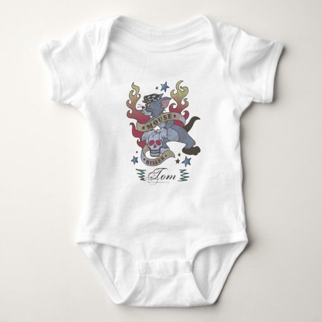 Tom Mouse Killer Tattoo 2 Baby Bodysuit (Front)