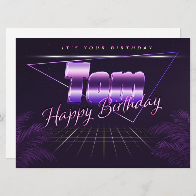 Tom name first name pura retro card birthday (Front/Back)