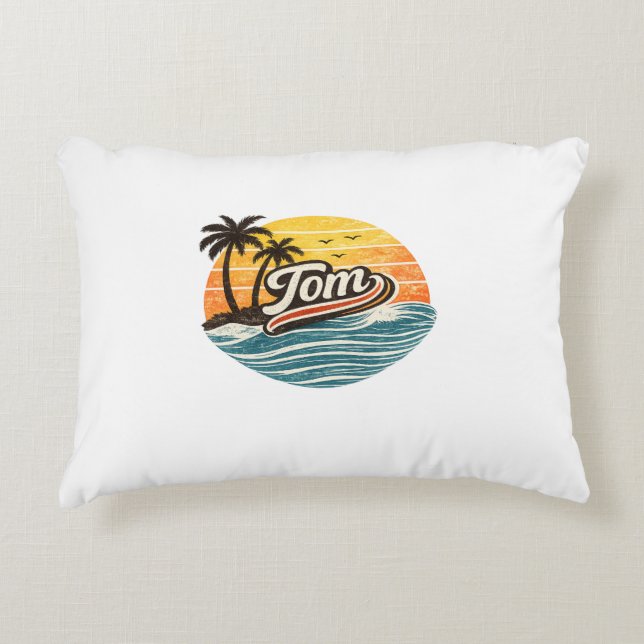 Tom Retro Sunset Name Design Decorative Cushion (Front)
