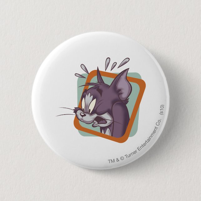 Tom Scaredy Cat 6 Cm Round Badge (Front)