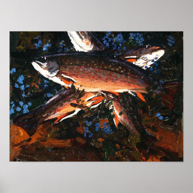 Tom Thomson Canadian Painting Autumn Three Trout Poster (Front)