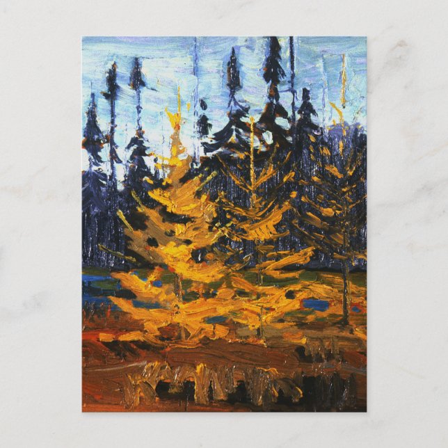 Tom Thomson Painting Tamaracks Canadian Wilderness Postcard (Front)