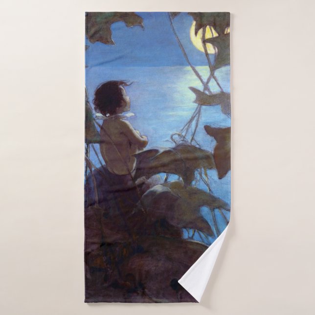 Tom Watching the Moon, Jessie Willcox Smith Bath Towel (Bath Towel)