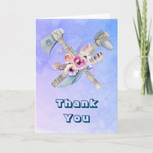 Tomahawk Feathers and Flowers Thank You Card