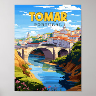 Tomar Portugal vintage travel illustration Poster