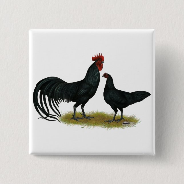 Tomaru Long Crower Chickens 15 Cm Square Badge (Front)