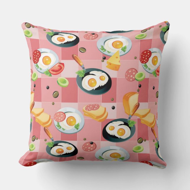 Tomato and Fried Eggs Pattern Cushion (Front)