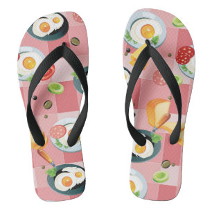 Tomato and Fried Eggs Pattern Jandals