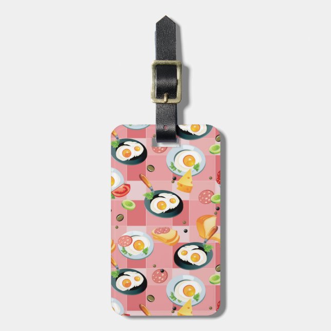 Tomato and Fried Eggs Pattern Luggage Tag (Front Vertical)