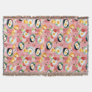 Tomato and Fried Eggs Pattern Throw Blanket