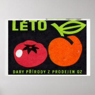 Tomato and Peach - Matchbox Print - Czech Wall Art
