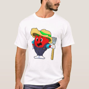 Tomato as Farmer with Rake T-Shirt