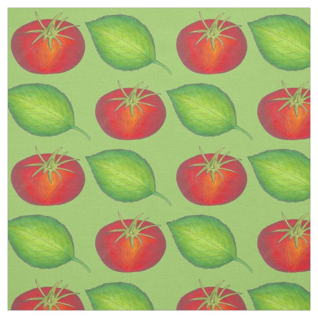 Tomato Basil Italian Food Cooking Tomatoes Fabric (Swatch)