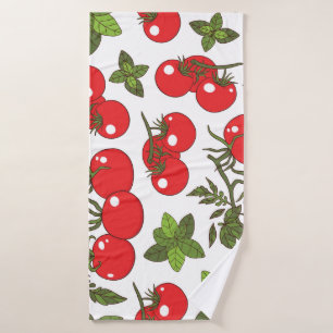 Tomato Basil Seamless Kitchen Pattern Bath Towel