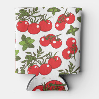 Tomato Basil Seamless Kitchen Pattern Can Cooler