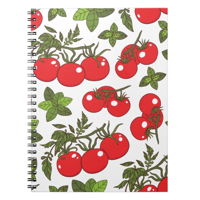 Tomato Basil Seamless Kitchen Pattern Notebook (Front)