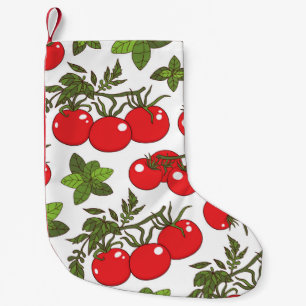 Tomato Basil Seamless Kitchen Pattern Small Christmas Stocking