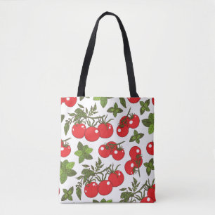 Tomato Basil Seamless Kitchen Pattern Tote Bag
