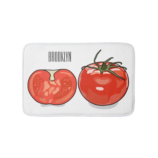 Tomato cartoon illustration bath mat (Front)