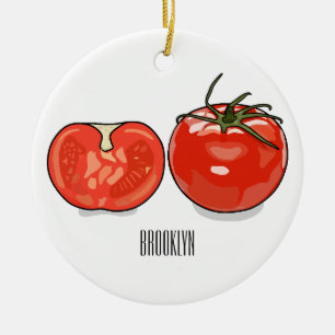 Tomato cartoon illustration ceramic tree decoration