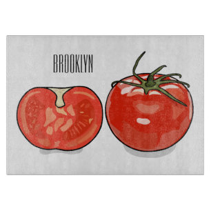 Tomato cartoon illustration cutting board