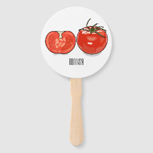 Tomato cartoon illustration hand fan