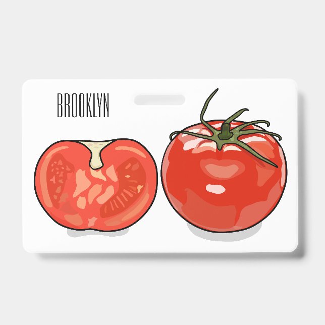 Tomato cartoon illustration  ID badge (Front)