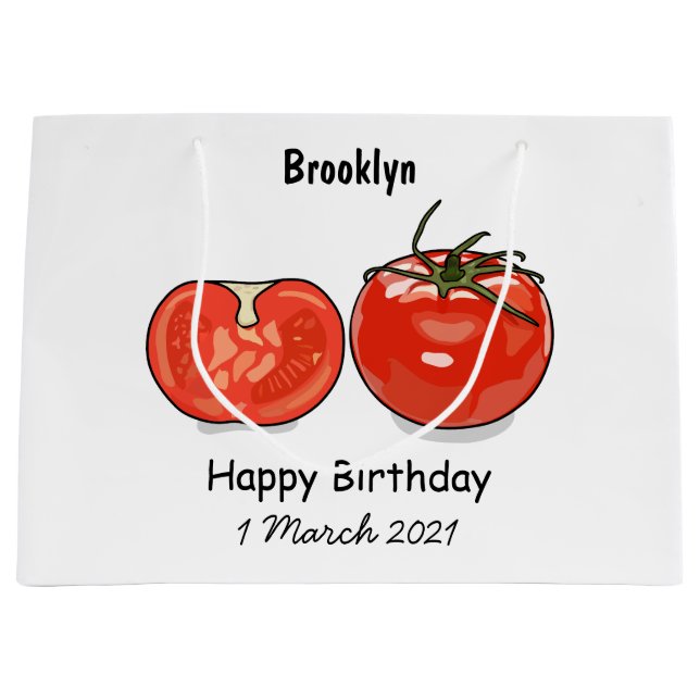 Tomato cartoon illustration large gift bag (Front)
