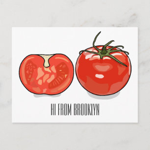 Tomato cartoon illustration  postcard