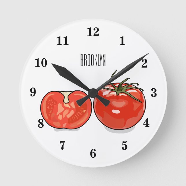 Tomato cartoon illustration round clock (Front)