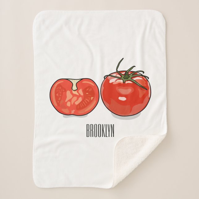Tomato cartoon illustration sherpa blanket (Front)